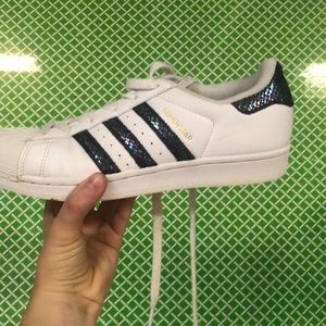 Adidas Superstars with mermaid detailing